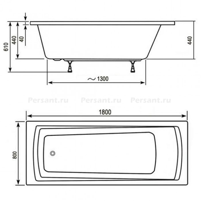 Акриловая ванна 180x80 Ravak Domino Plus C651R00000 белая