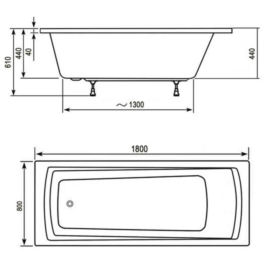 Акриловая ванна 180x80 Ravak Domino Plus C651R00000 белая