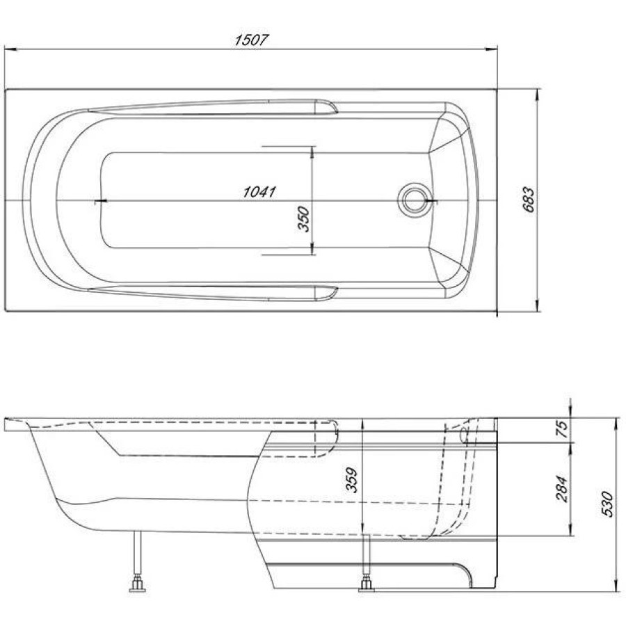 Акриловая ванна Aquanet Extra 150x70 00209630