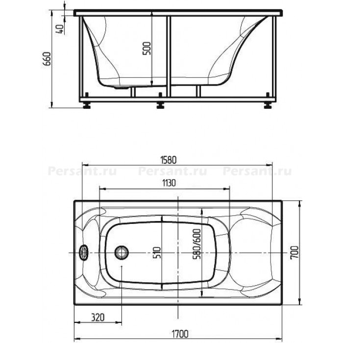 Акриловая ванна Aquatek Альфа 170x70 ALF170-0000047 с фронтальным экраном, слив слева