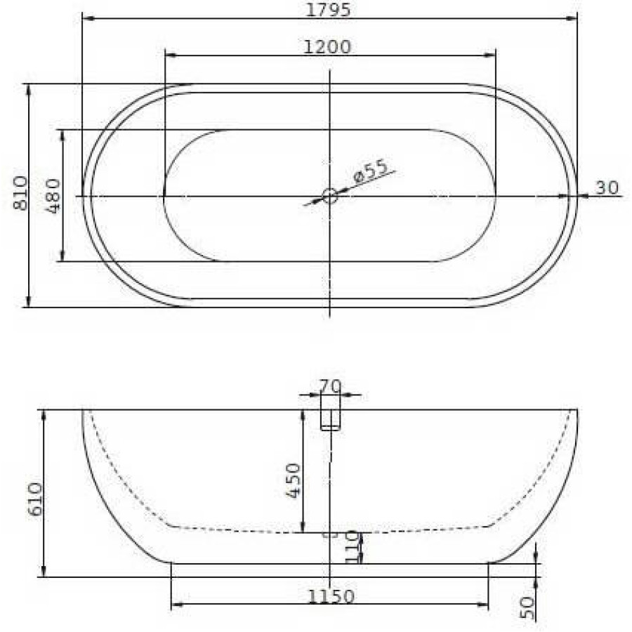 Акриловая ванна BelBagno 179х81 BB26