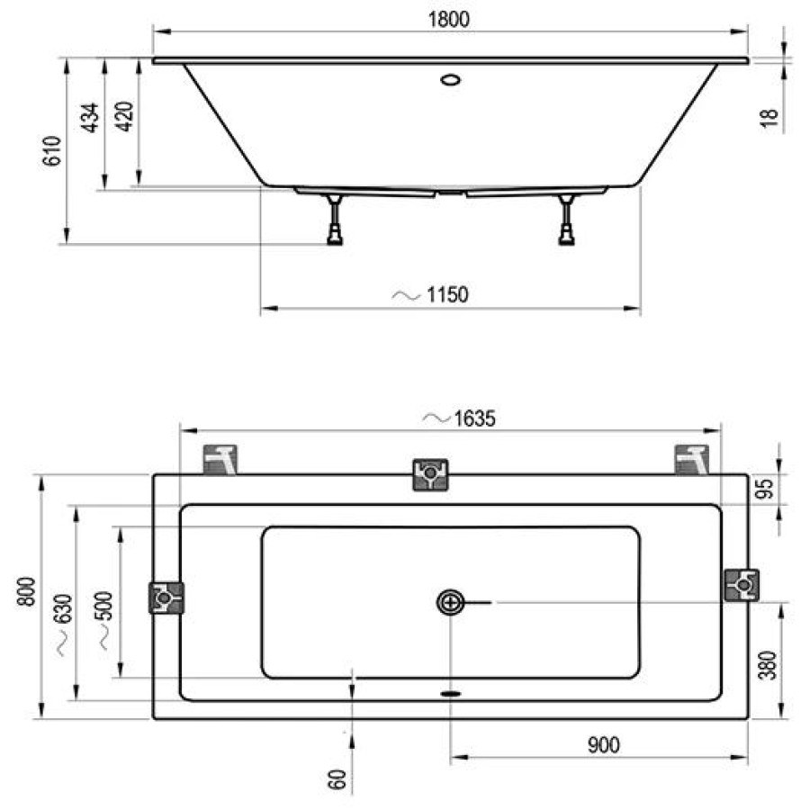 Акриловая ванна 180x80 Ravak Formy 01 Slim C881300000 белая