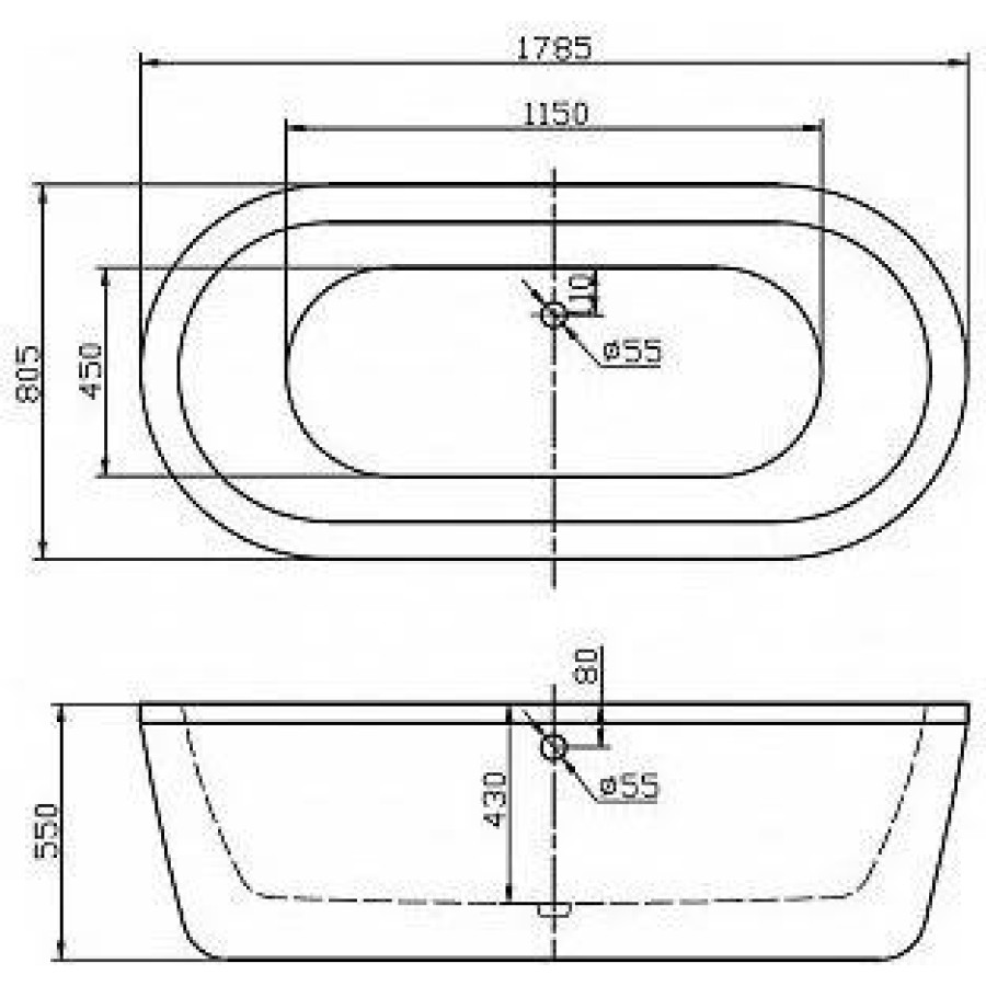 Акриловая ванна BelBagno 179х84 BB12-1785