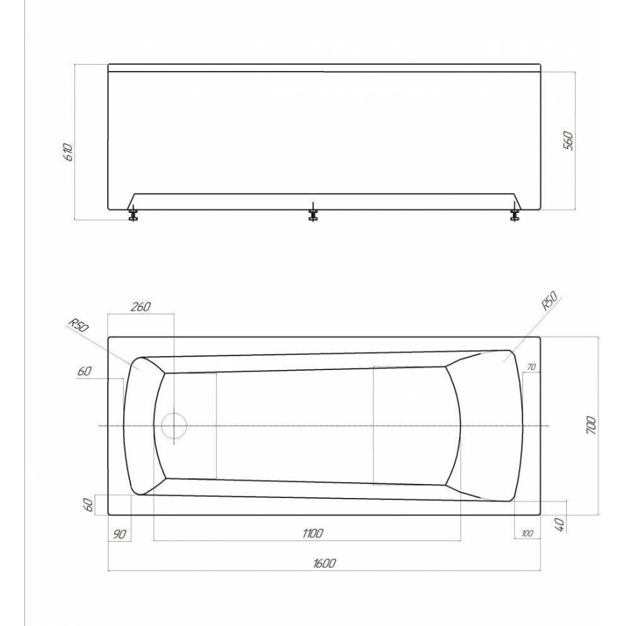 Акриловая ванна Aquatek Либра 160x70 LIB160N-0000004 вклеенный каркас