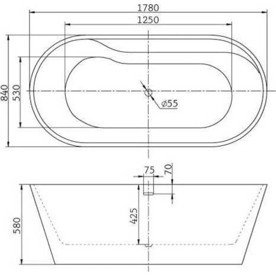 Акриловая ванна BelBagno 178х84 BB14