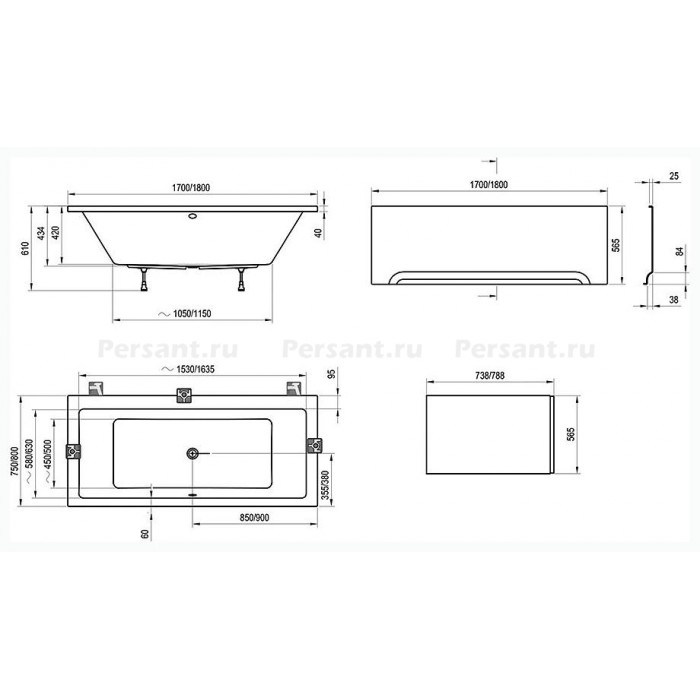 Акриловая ванна 170x75 Ravak Formy 01 Slim C691300000 белая