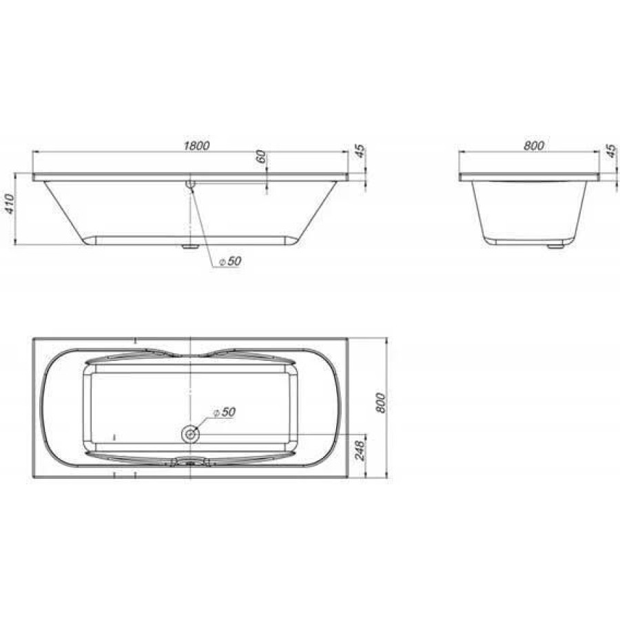 Акриловая ванна BelBagno 180х80 BB104-180-80