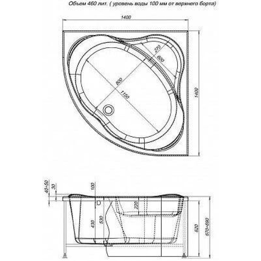 Акриловая ванна Aquanet Palau 140x140 00205535