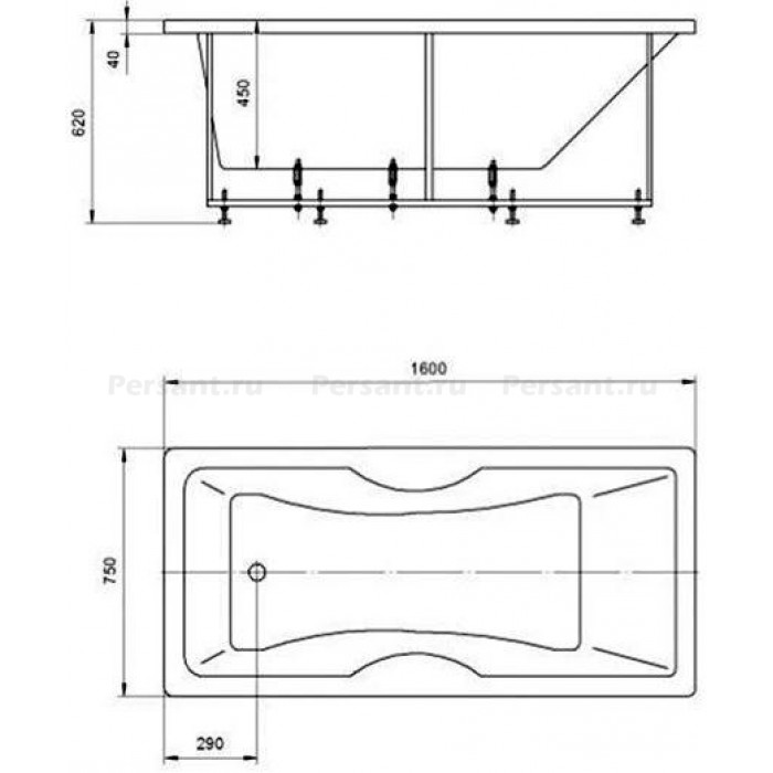 Акриловая ванна Aquatek Феникс 160х75 FEN160-0000006 без фронтального экрана