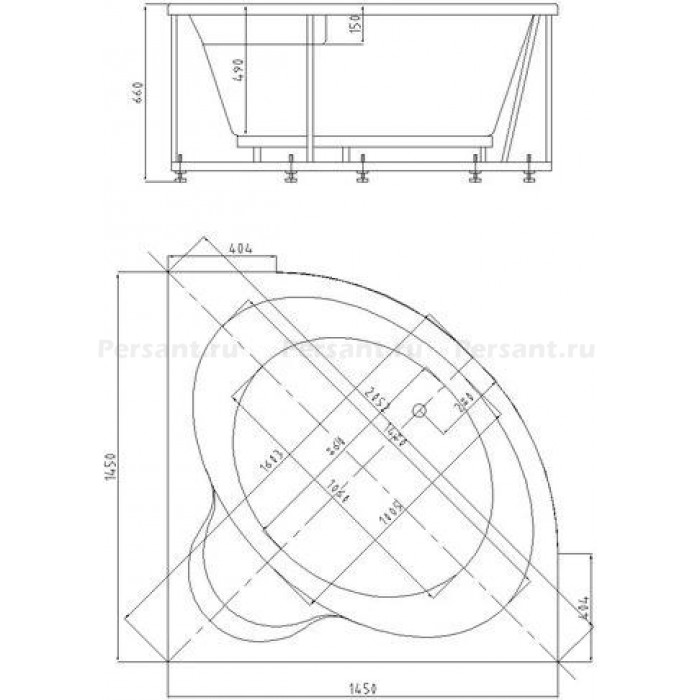 Акриловая ванна Aquatek Ума 145x145 UMA145-0000001 без фронтального экрана