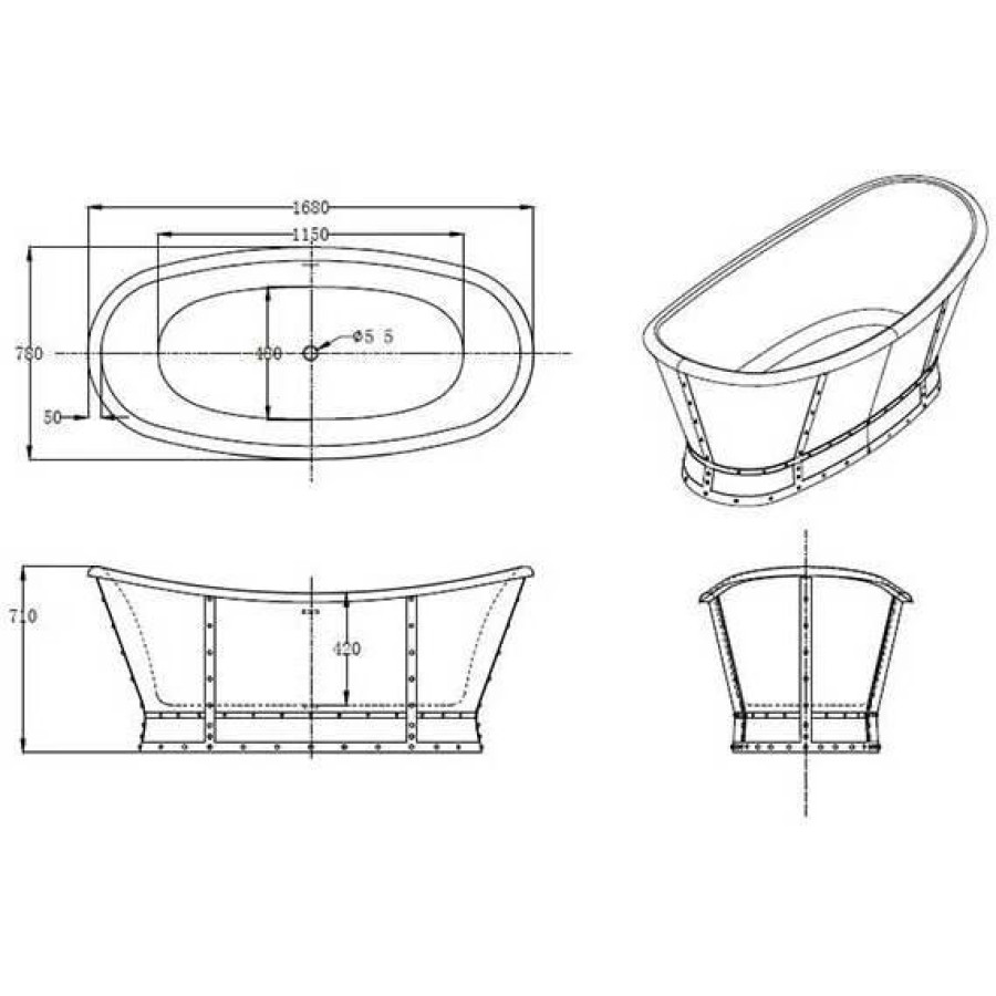 Акриловая ванна BelBagno 168х78 BB33