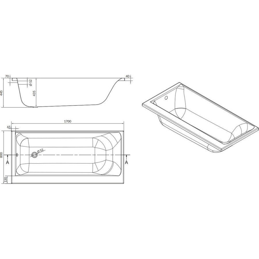 Акриловая ванна Cersanit Smart 170x80 P-WP-SMART*170-RNL правая