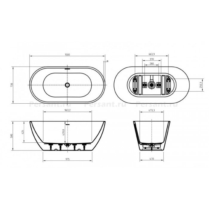Акриловая ванна BelBagno Uno 150х73 BB701-1500-730-K