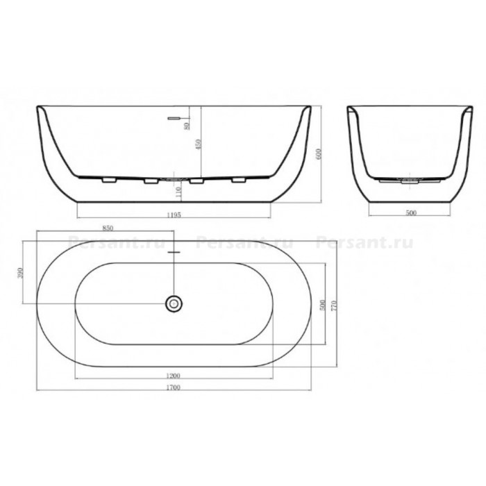 Акриловая ванна BelBagno 170х77 BB706-1700-770