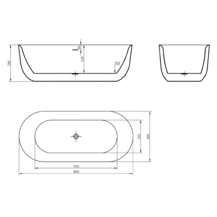 Акриловая ванна BelBagno 180х80 BB706-1800-800