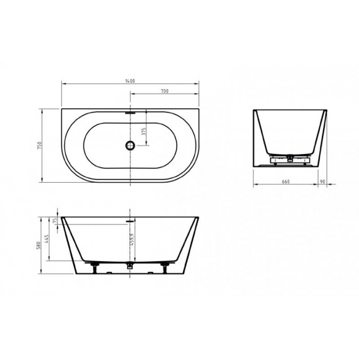 Акриловая ванна BelBagno 140х75 BB710-1400-750