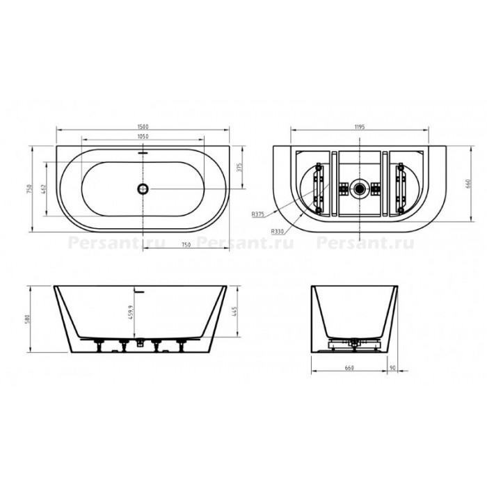 Акриловая ванна BelBagno 150х75 BB710-1500-750