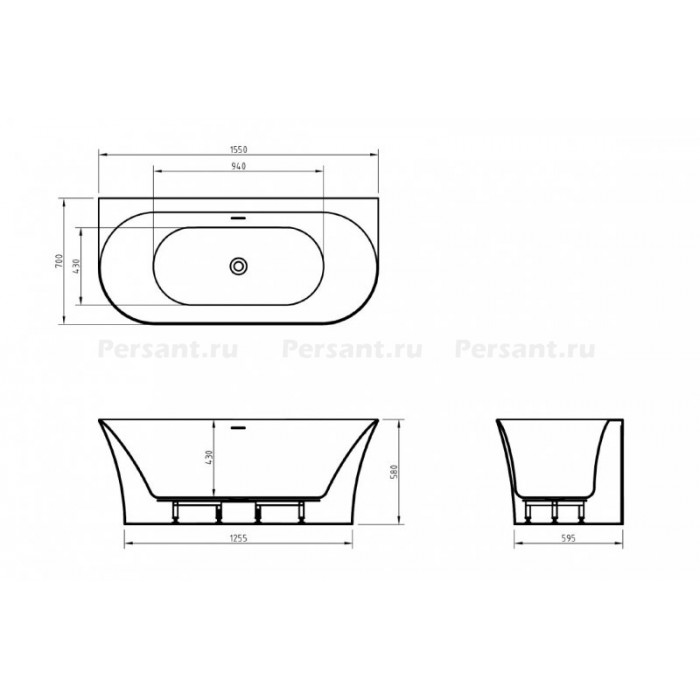 Акриловая ванна BelBagno 155х70 BB711-1550-700