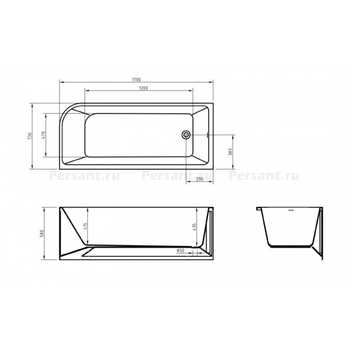 Акриловая ванна BelBagno 170х73 BB712-1700-730-L левосторонняя