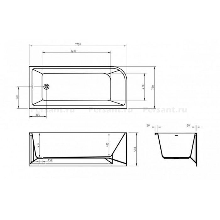 Акриловая ванна BelBagno 170х73 BB712-1700-730-R правосторонняя