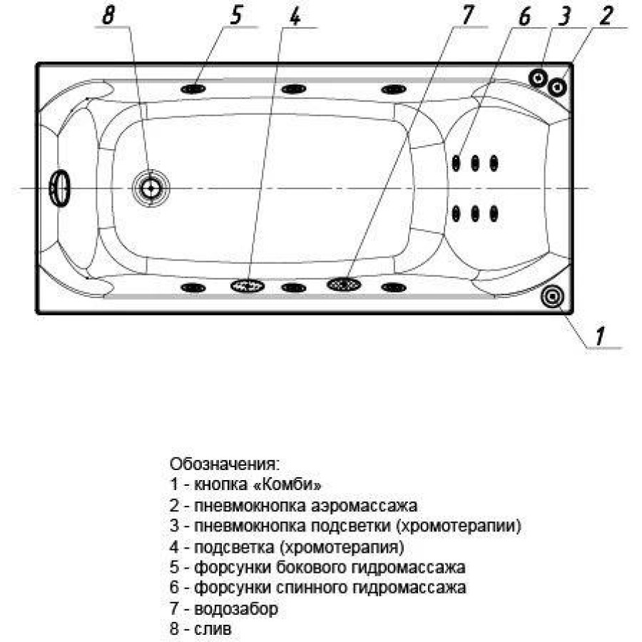 Акриловая ванна Aquatek Альфа 170x70 ALF170-0000007 с фронтальным экраном (слив слева), с гидромассажем Standard (пневмоуправление)