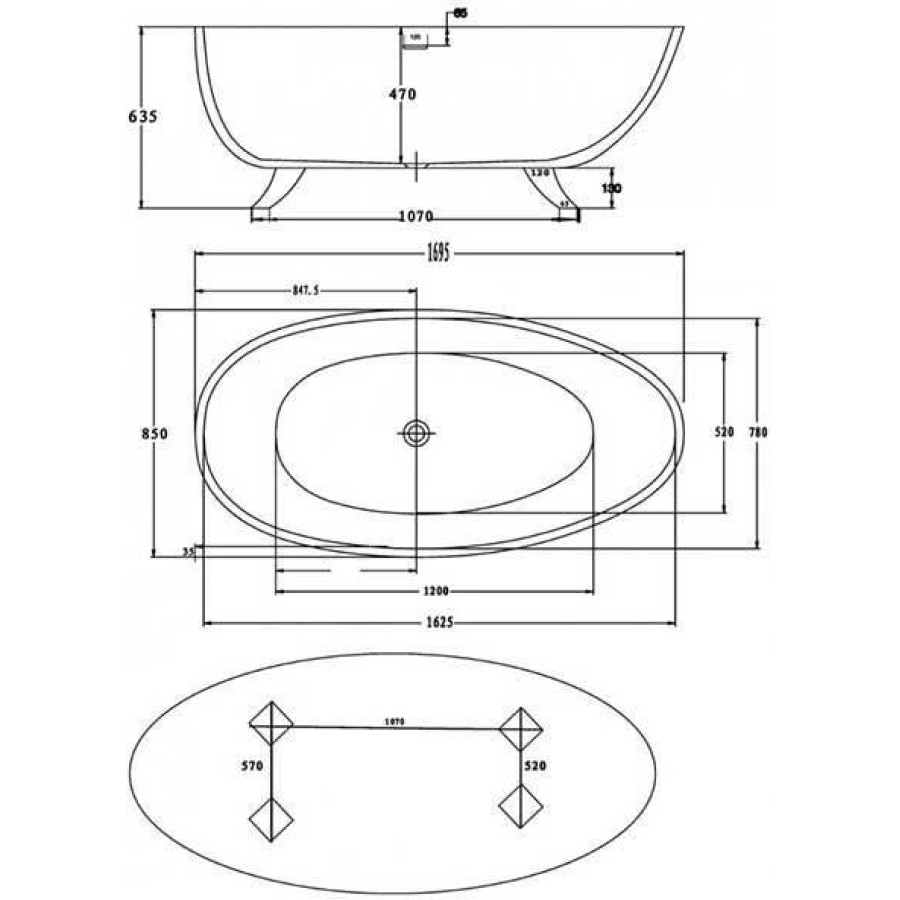 Акриловая ванна BelBagno 170х85 BB42-1700-PERL