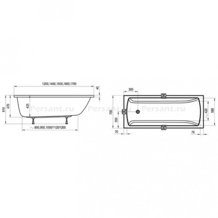 Акриловая ванна 140x70 Ravak Classic II CC21000000 белая