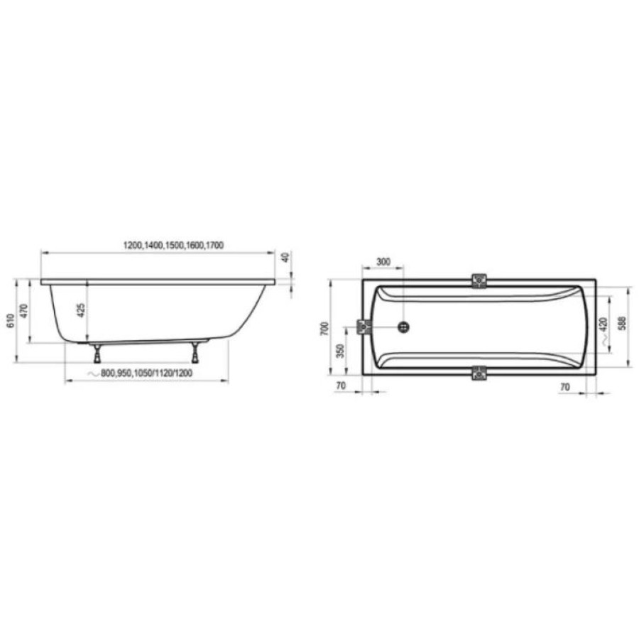 Акриловая ванна 140x70 Ravak Classic II CC21000000 белая