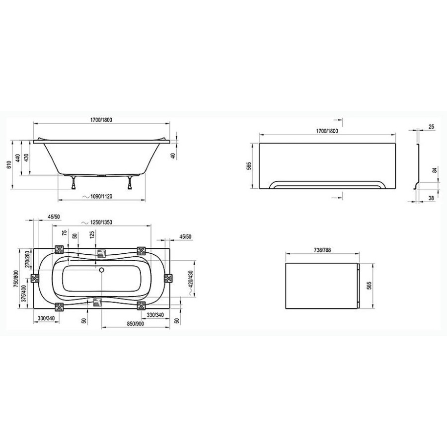 Акриловая ванна 180х80 Ravak Campanula II CB21000000 белая