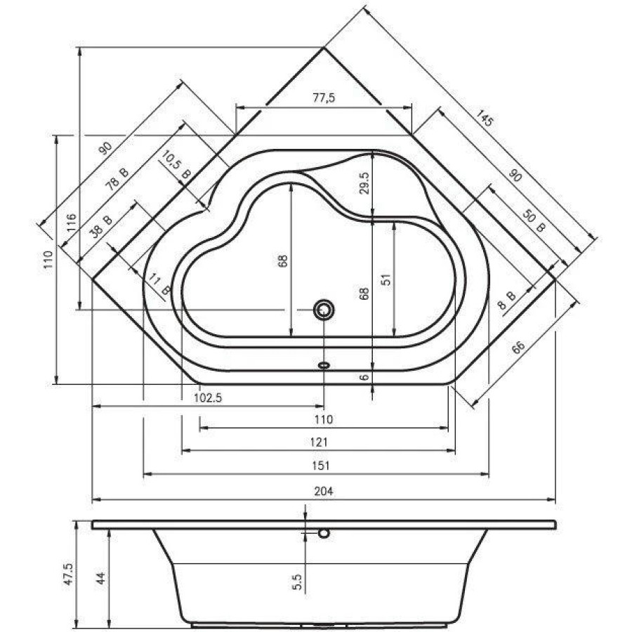 Акриловая ванна Riho Winnipeg 145x145 B010001005