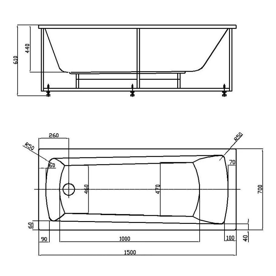 Акриловая ванна Aquatek Либра NEW 150х70 LIB150N-0000002 с фронтальным экраном (слив слева)