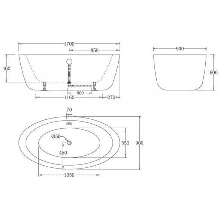 Акриловая ванна BelBagno 170х90 BB67-1700