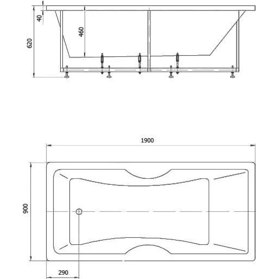 Акриловая ванна Aquatek Феникс 190x90 FEN190-0000078 с фронтальным экраном (слив слева)