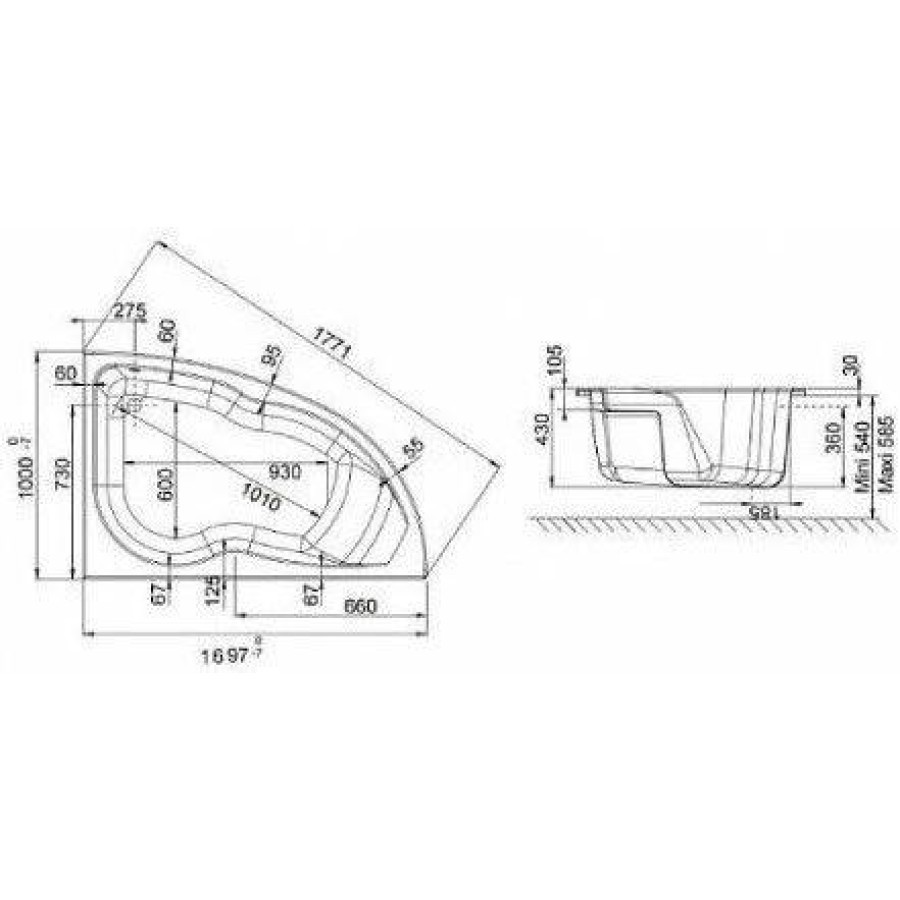 Акриловая ванна Jacob Delafon Micromega Duo 170x105 R E60220RU-00