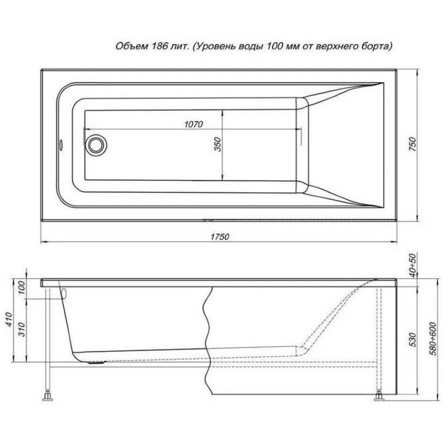 Акриловая ванна Aquanet Bright 175x75 00216660