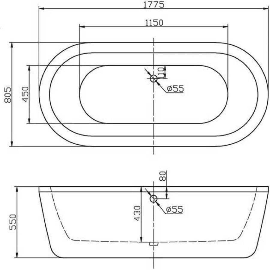 Акриловая ванна BelBagno 178х80 BB12-1775