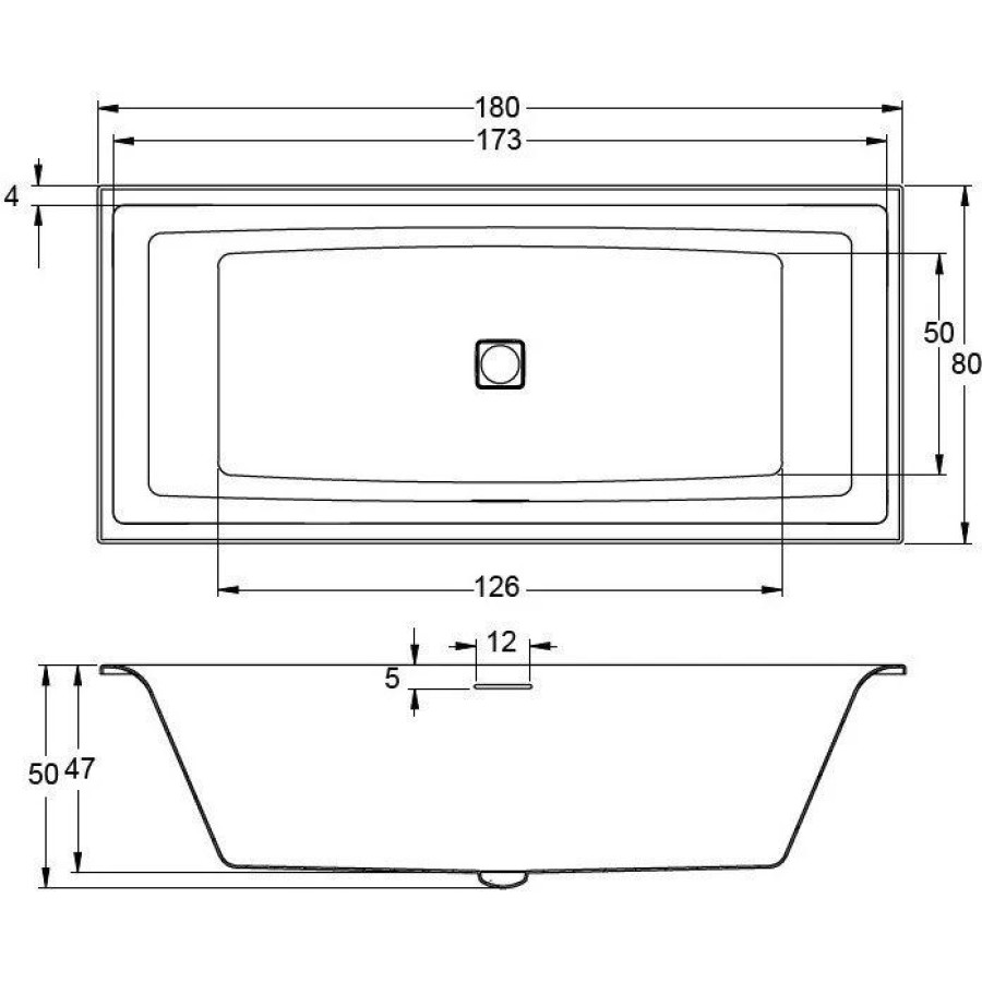 Акриловая ванна Riho Still Square 180x80 без гидромассажа прямоугольная B099001005