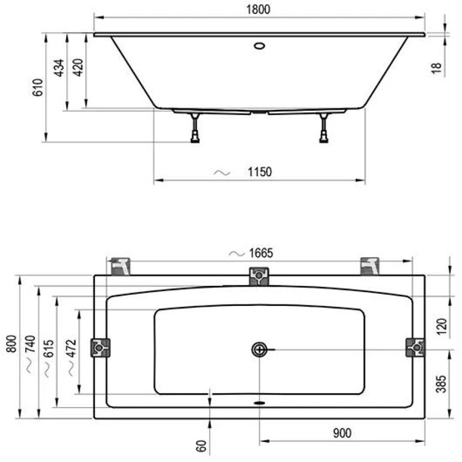 Акриловая ванна 180x80 Ravak Formy 02 Slim C891300000 белая