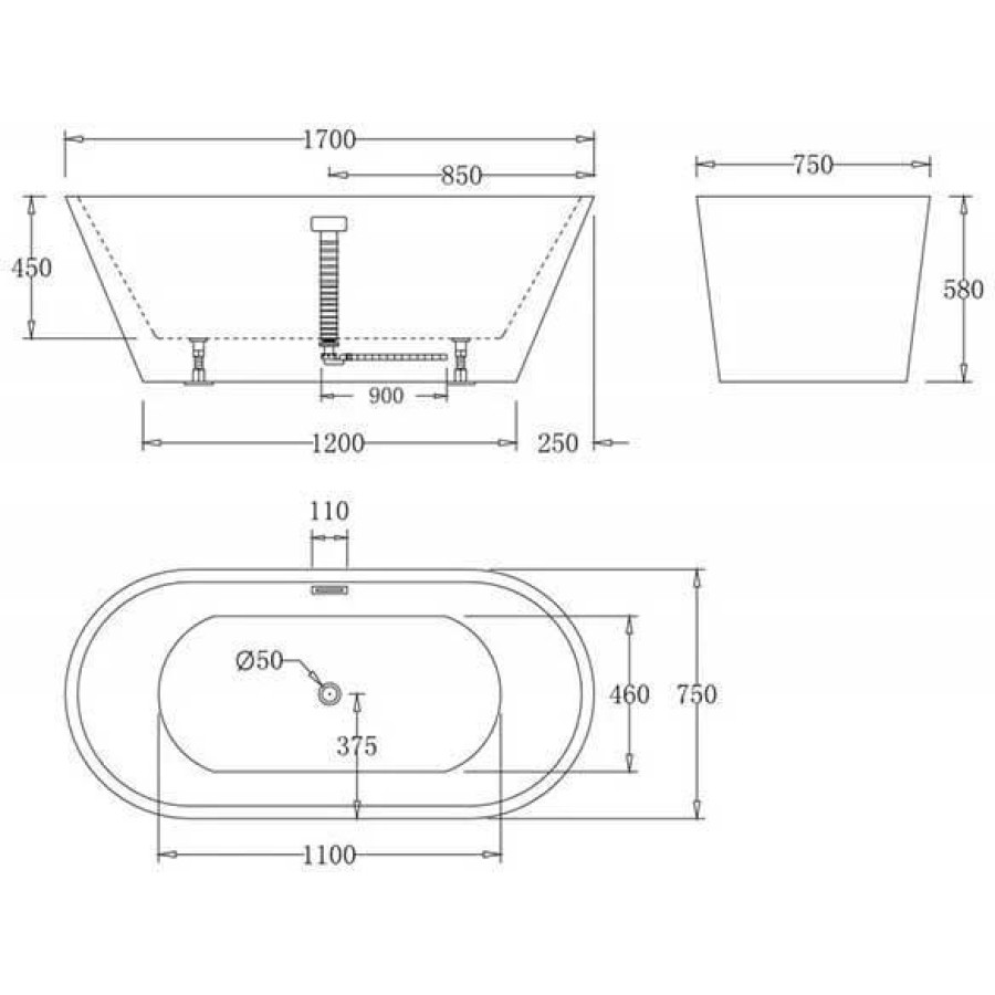 Акриловая ванна BelBagno 170x75 BB61-1700