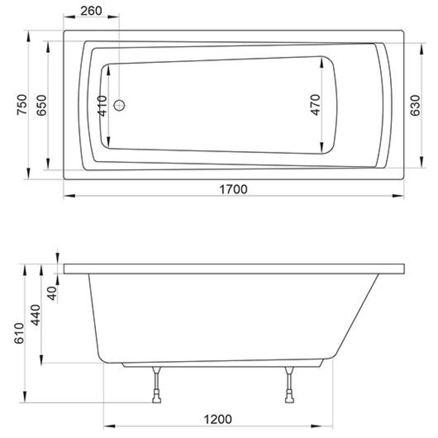 Акриловая ванна 170х75 Ravak Domino Plus C631R00000 белая