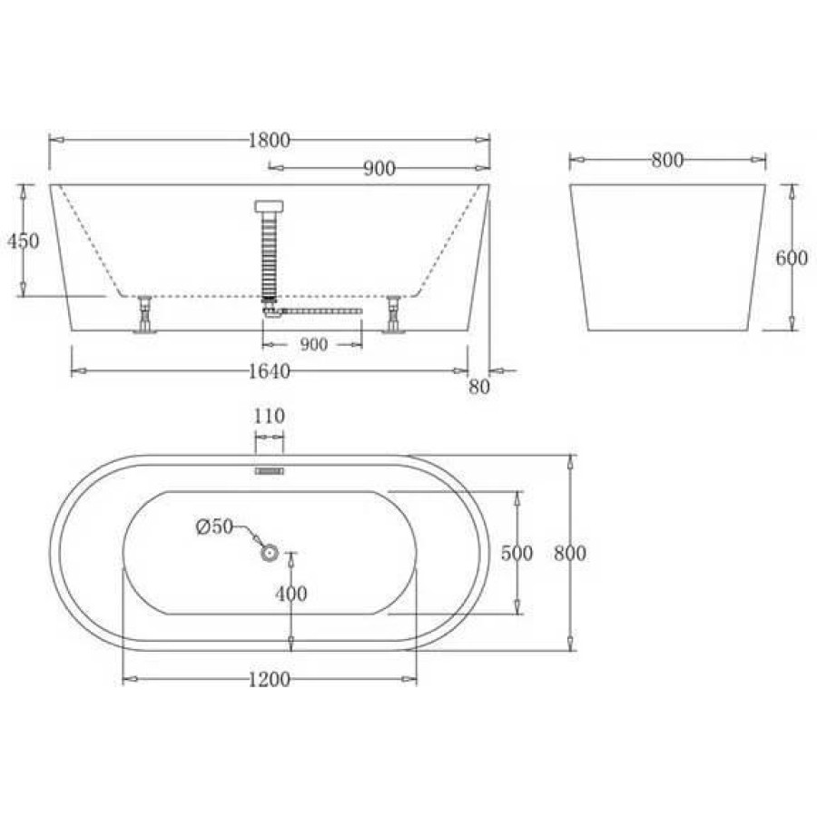 Акриловая ванна BelBagno 180х80 BB71-1800