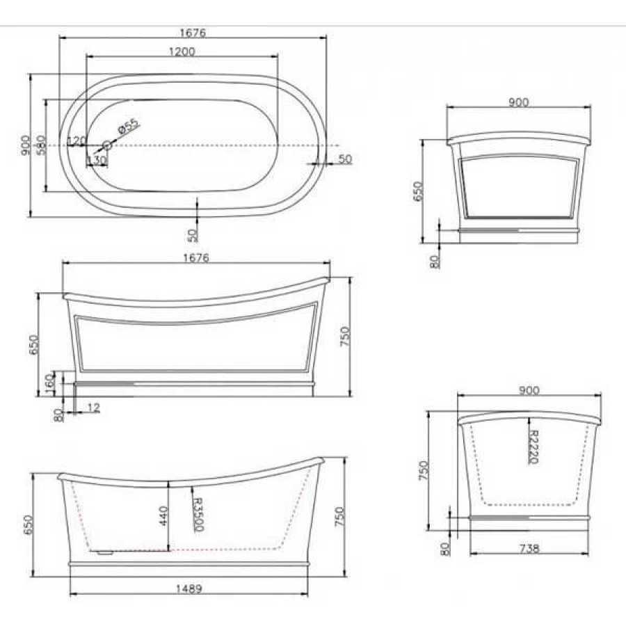 Акриловая ванна BelBagno 167х90 BB32-MATT