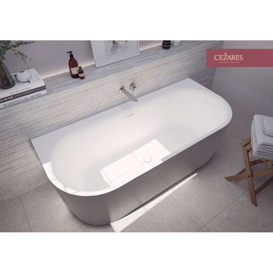 Акриловая ванна пристенная Cezares Metauro 180х80 серая матовая METAURO-INT-Wall-180-80-60-G-W-MATT