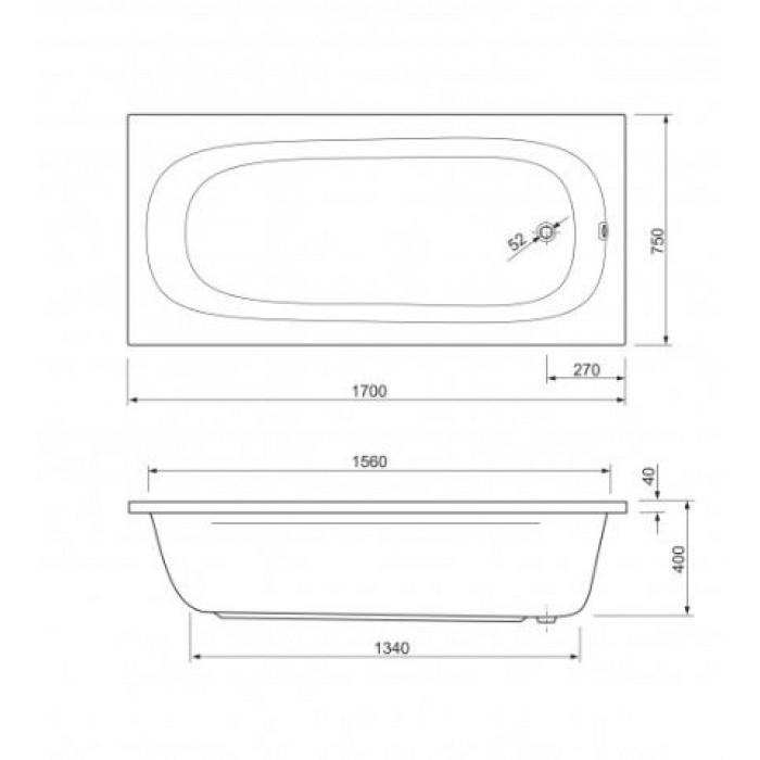 Акриловая ванна Cezares Piave 170x75 PIAVE-170-75-42-W37 белая