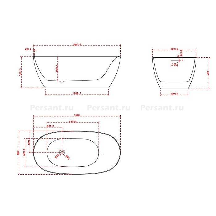 Акриловая ванна Vincea 160x80 VBT-601-1600 белая