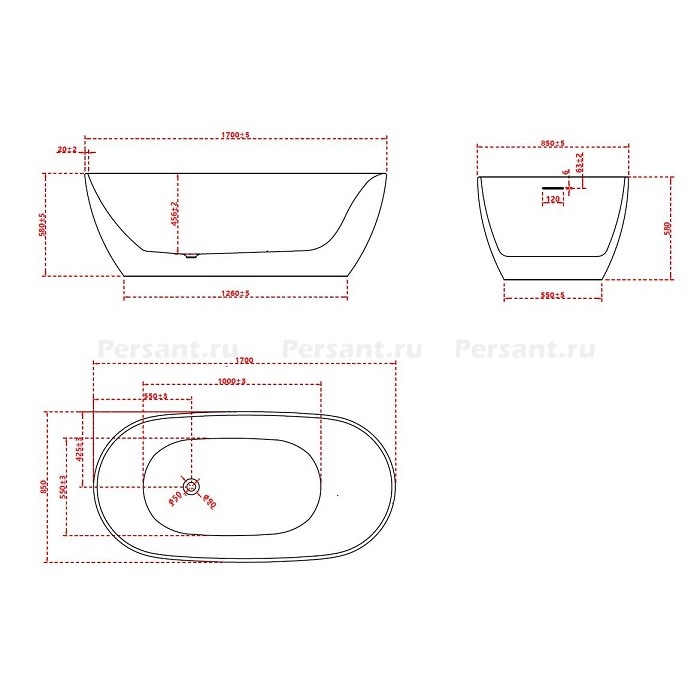Акриловая ванна Vincea 170x85 VBT-601-1700 белая, отдельностоящая