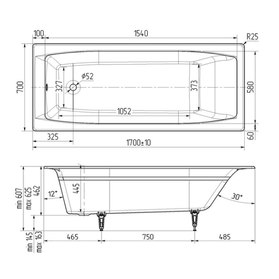 Чугунная ванна Wotte Forma 170x70