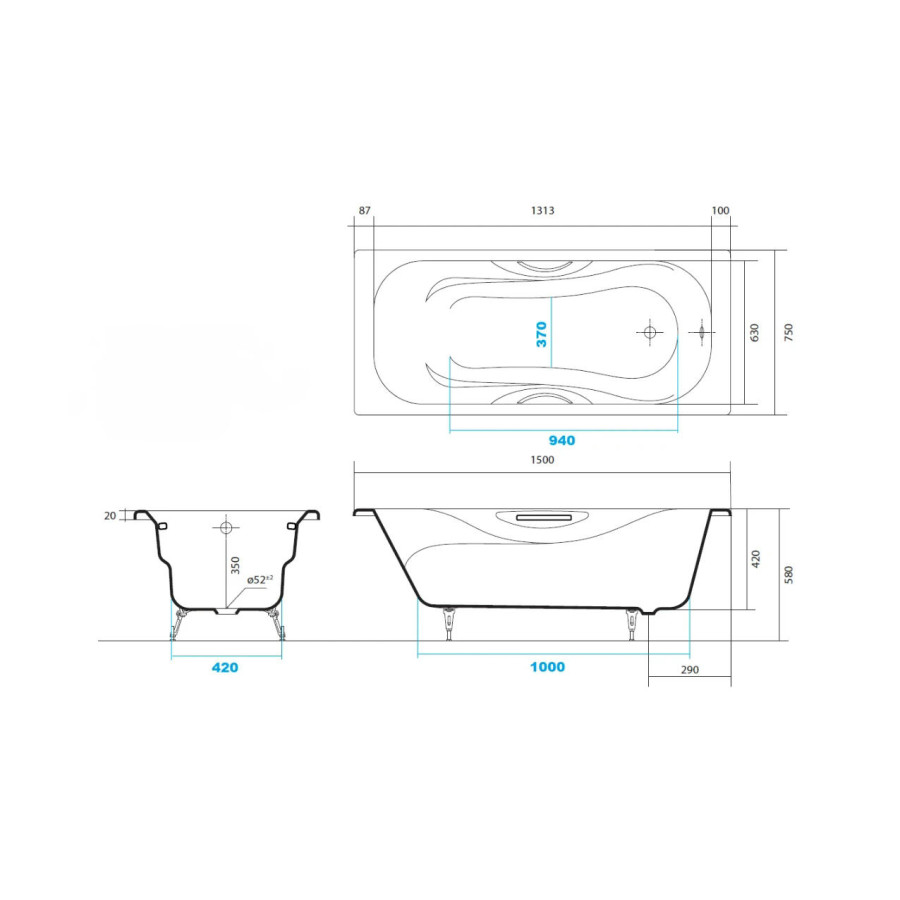 Чугунная ванна Aquatek Гамма 150x75 AQ8050F-00