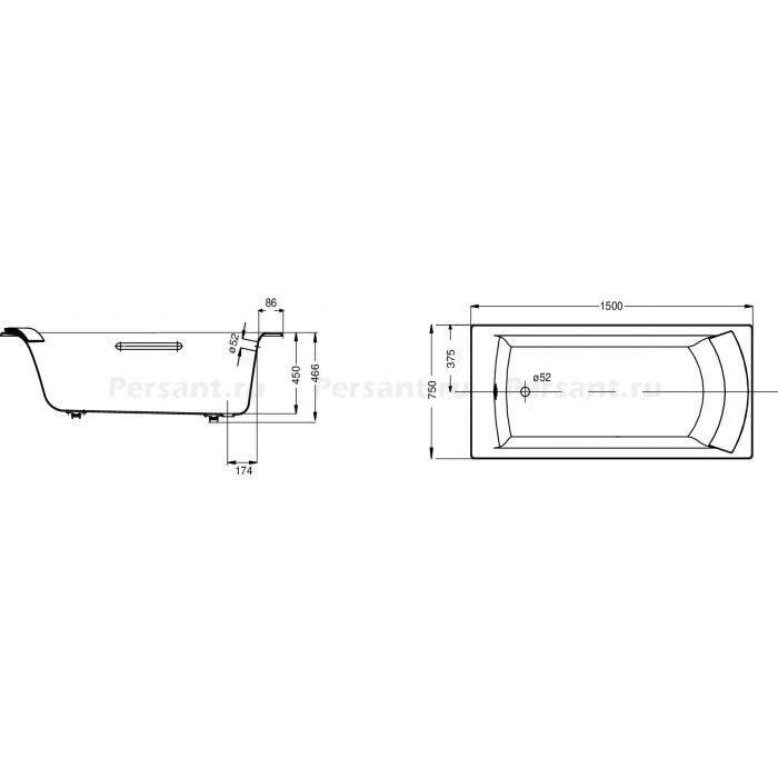 Чугунная ванна Jacob Delafon Biove 150x75 E6D903-0 белая