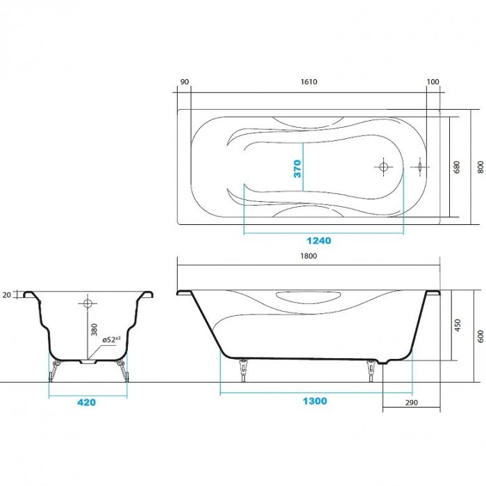 Чугунная ванна Aquatek Гамма 180x80 AQ8080F-00